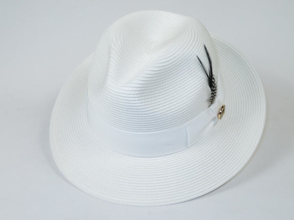 Men's Milani Straw Braided Fedora Hat Soft Crushable FDS-002 Solid White