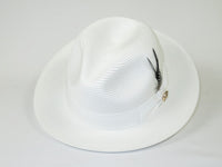 Men's Milani Straw Braided Fedora Hat Soft Crushable FDS-002 Solid White