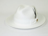 Men's Milani Straw Braided Fedora Hat Soft Crushable FDS-002 Solid White