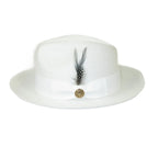 Men's Milani Straw Braided Fedora Hat Soft Crushable FDS-002 Solid White