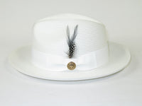 Men's Milani Straw Braided Fedora Hat Soft Crushable FDS-002 Solid White