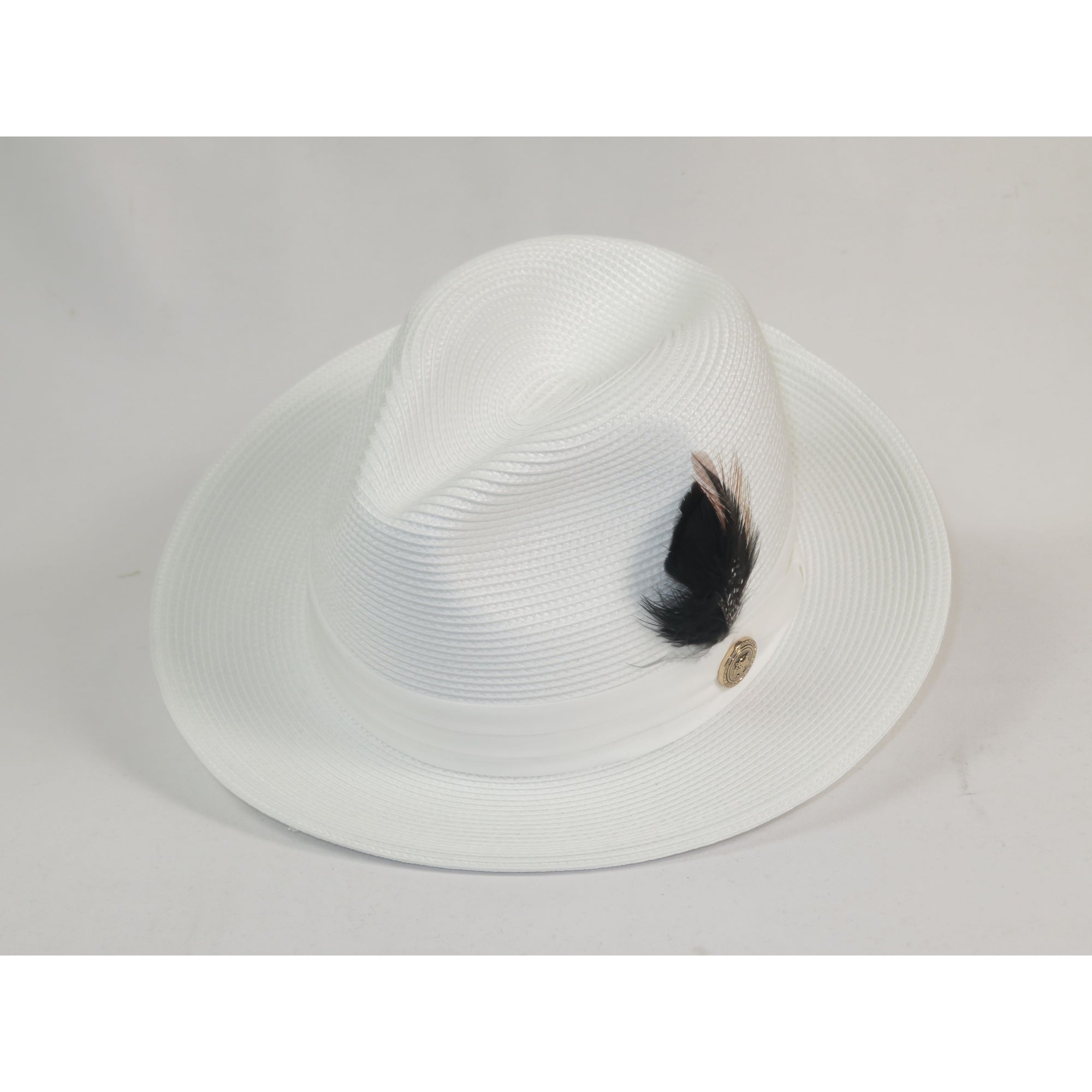 Men's Milani Straw Braided Fedora Hat Soft Crushable FDS-002 Solid White