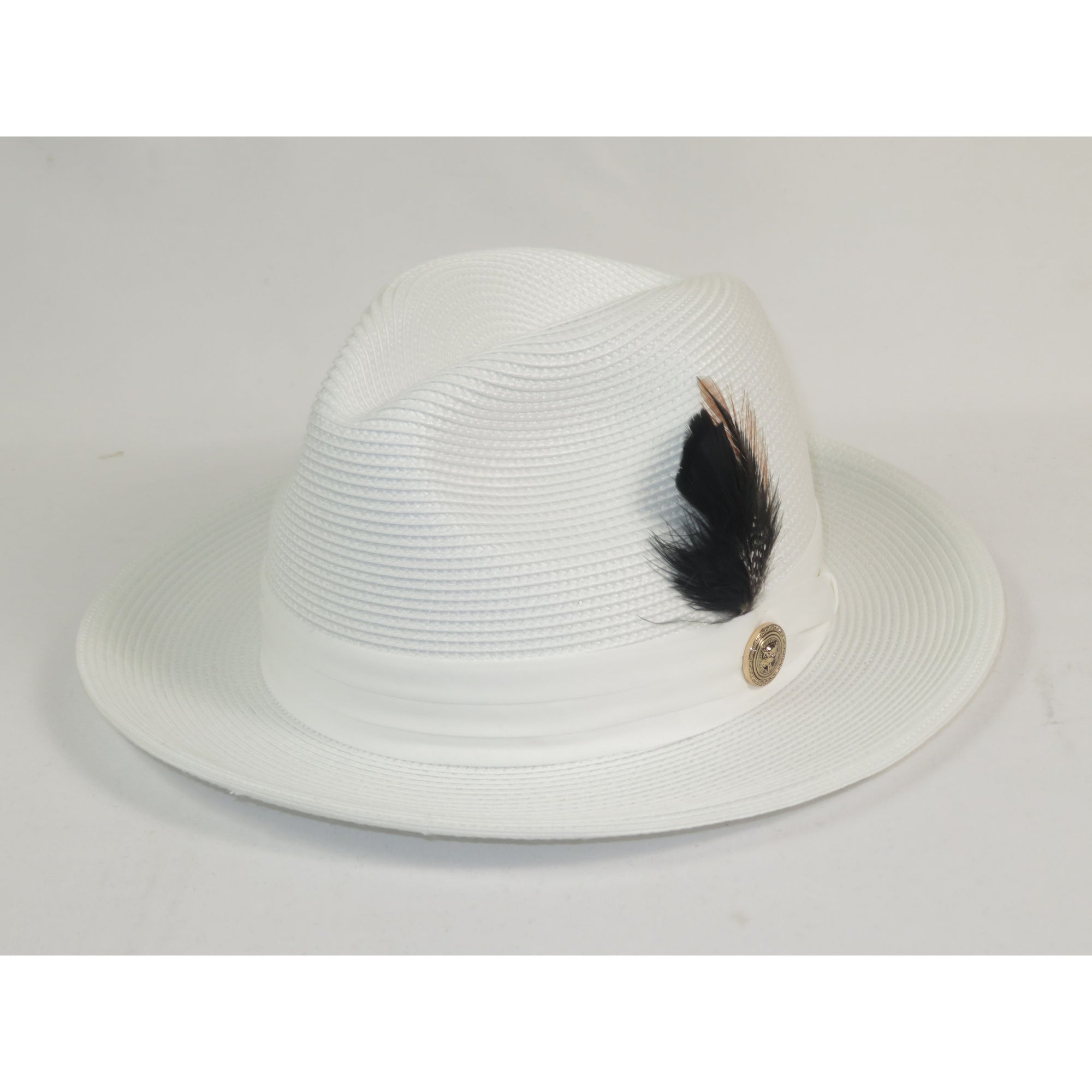 Men's Milani Straw Braided Fedora Hat Soft Crushable FDS-002 Solid White