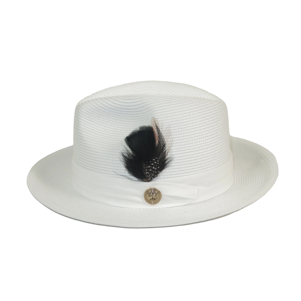 Men's Milani Straw Braided Fedora Hat Soft Crushable FDS-002 Solid White