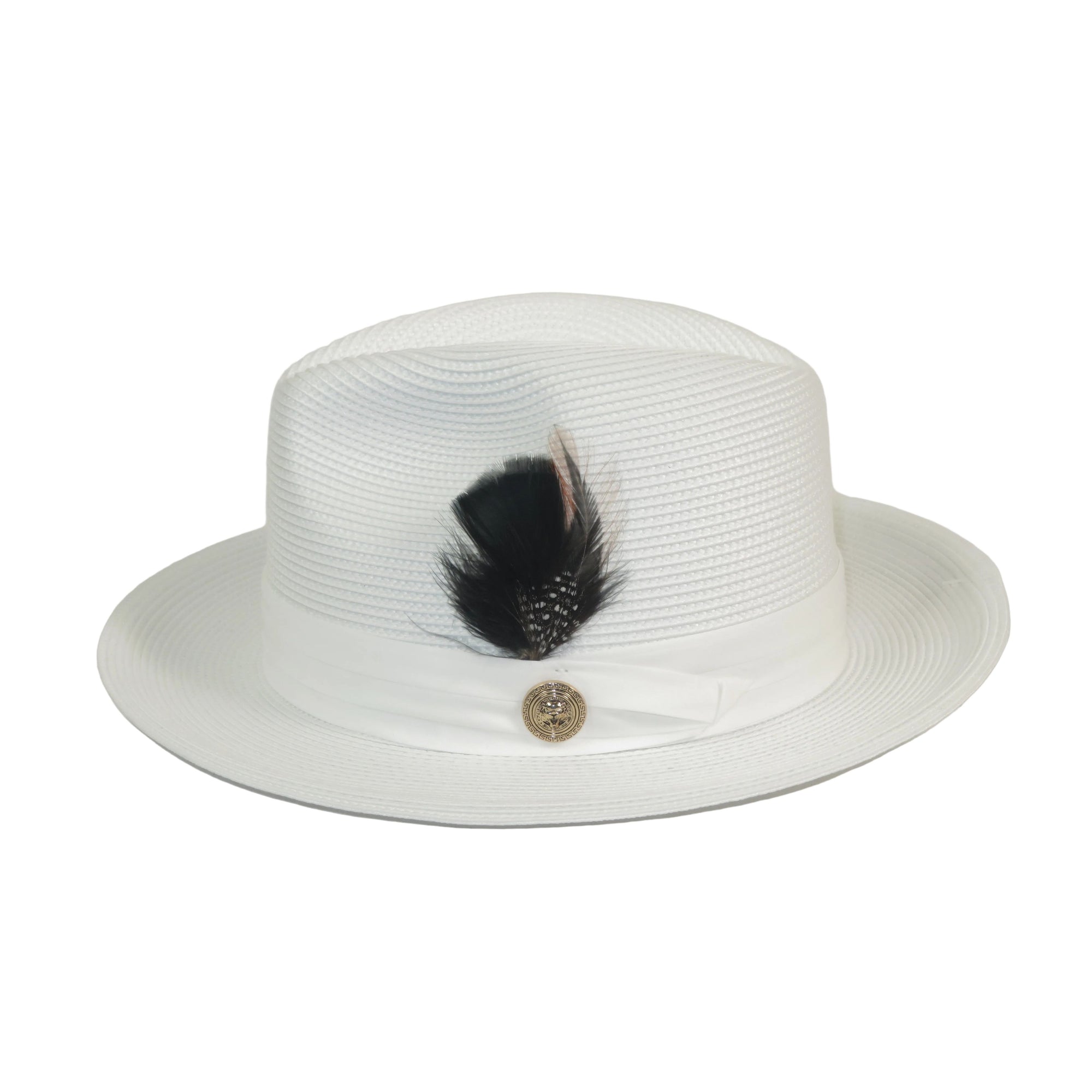 Men's Milani Straw Braided Fedora Hat Soft Crushable FDS-002 Solid White