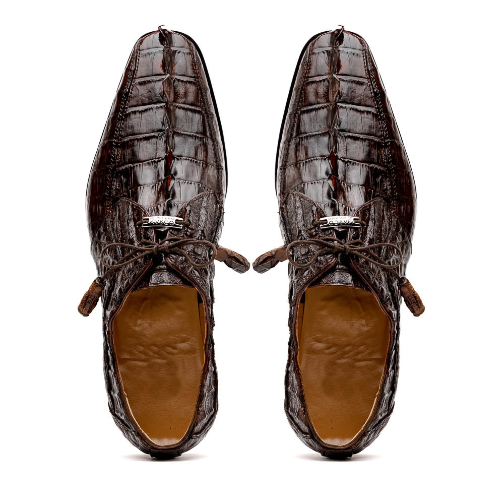 Cancun Genuine Hornback Caiman Crocodile dress Shoes Brown