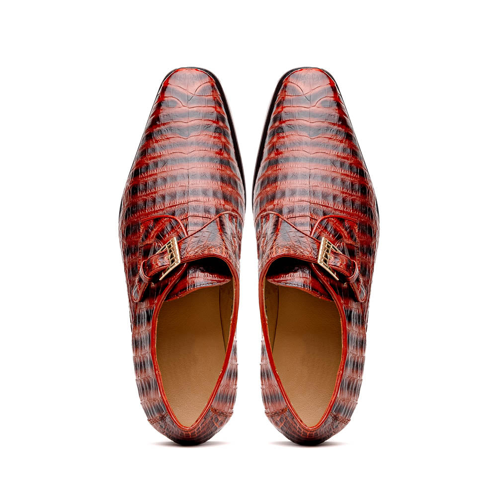 Genuine caiman crocodile Shoes Rovigo Cognac Straps