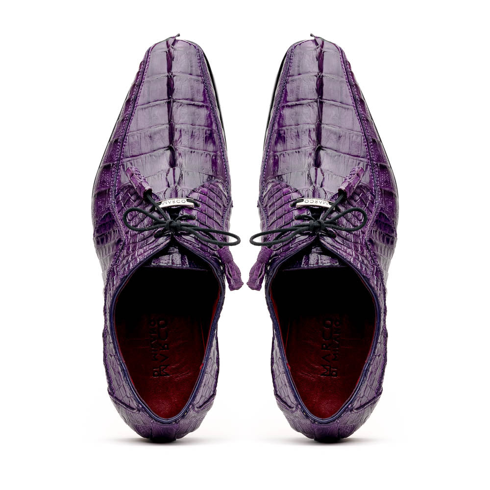 Cancun Genuine Caiman Crocodile Dress Derby's Shoes Purple