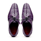 Cancun Genuine Caiman Crocodile Dress Derby's Shoes Purple