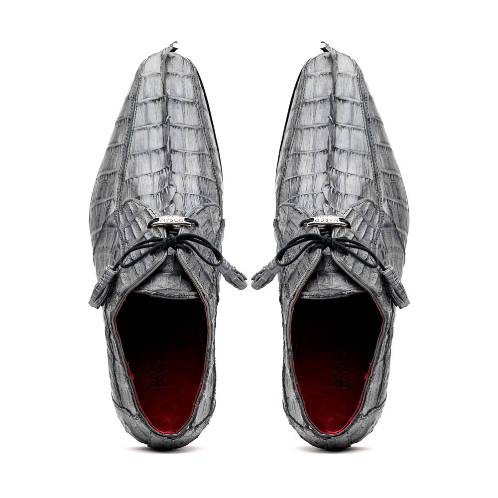 Cancun Genuine Caiman Crocodile Dress Derby's Shoes Gray