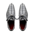 Cancun Genuine Caiman Crocodile Dress Derby's Shoes Gray