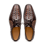 Caribe Rustic Genuine Caiman Crocodile Dress Shoes Derby Orix / Brown