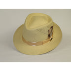 Men's Bruno Capelo Genuine Straw Hat Fedora Geneva Panama GA627 Natural