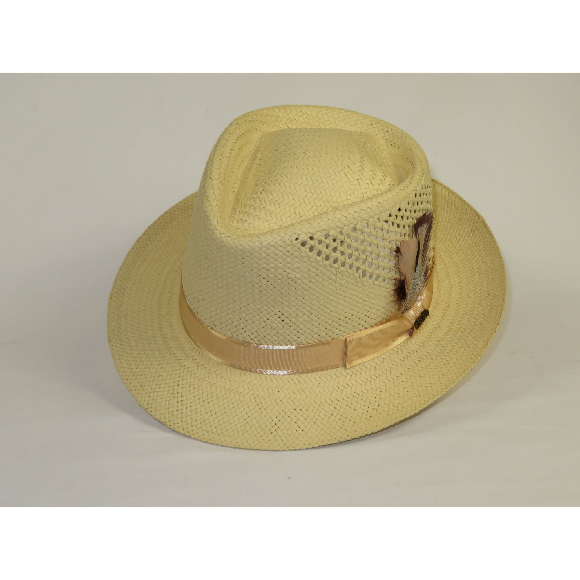 Men's Bruno Capelo Genuine Straw Hat Fedora Geneva Panama GA627 Natural