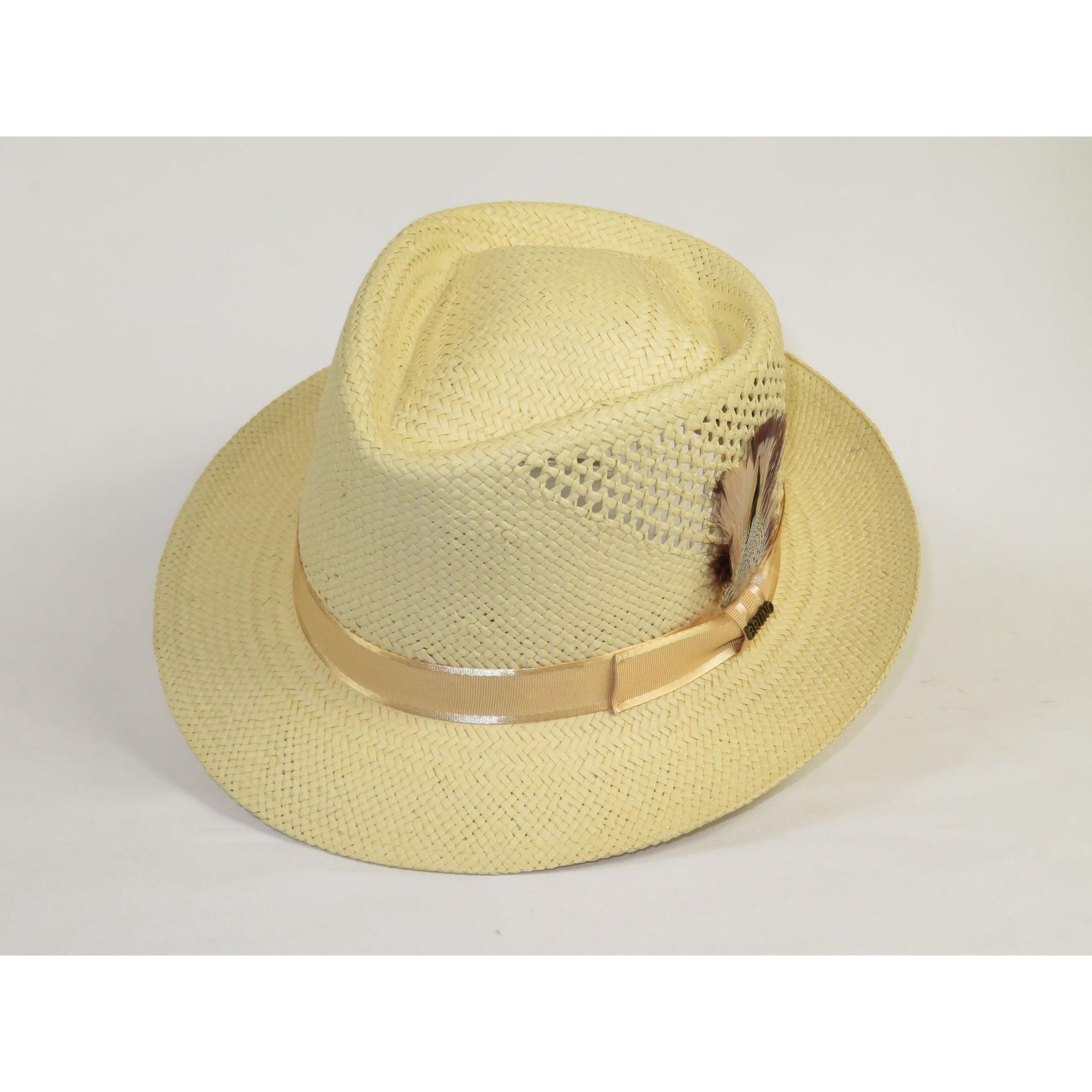 Men's Bruno Capelo Genuine Straw Hat Fedora Geneva Panama GA627 Natural