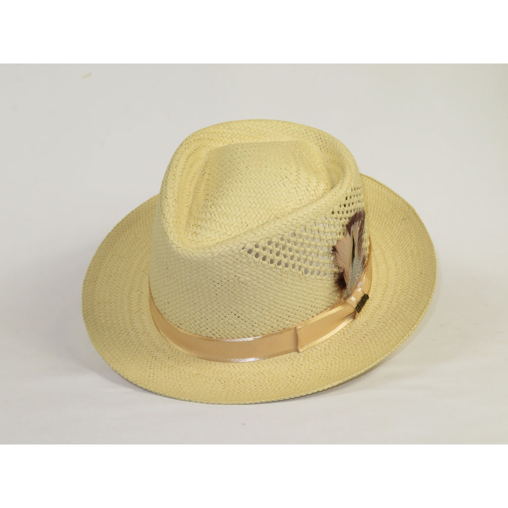 Men's Bruno Capelo Genuine Straw Hat Fedora Geneva Panama GA627 Natural
