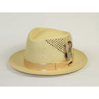 Men's Bruno Capelo Genuine Straw Hat Fedora Geneva Panama GA627 Natural