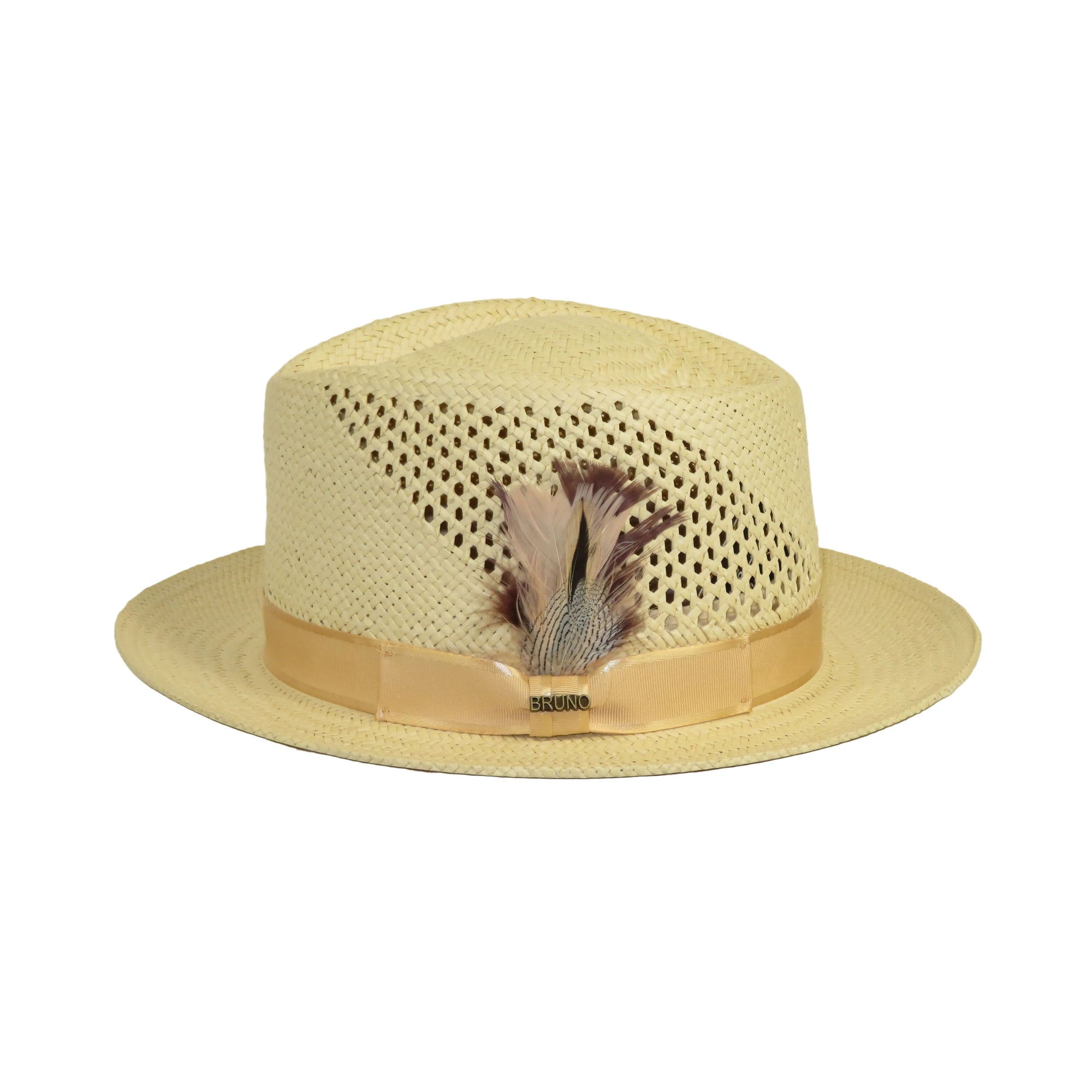 Men's Bruno Capelo Genuine Straw Hat Fedora Geneva Panama GA627 Natural