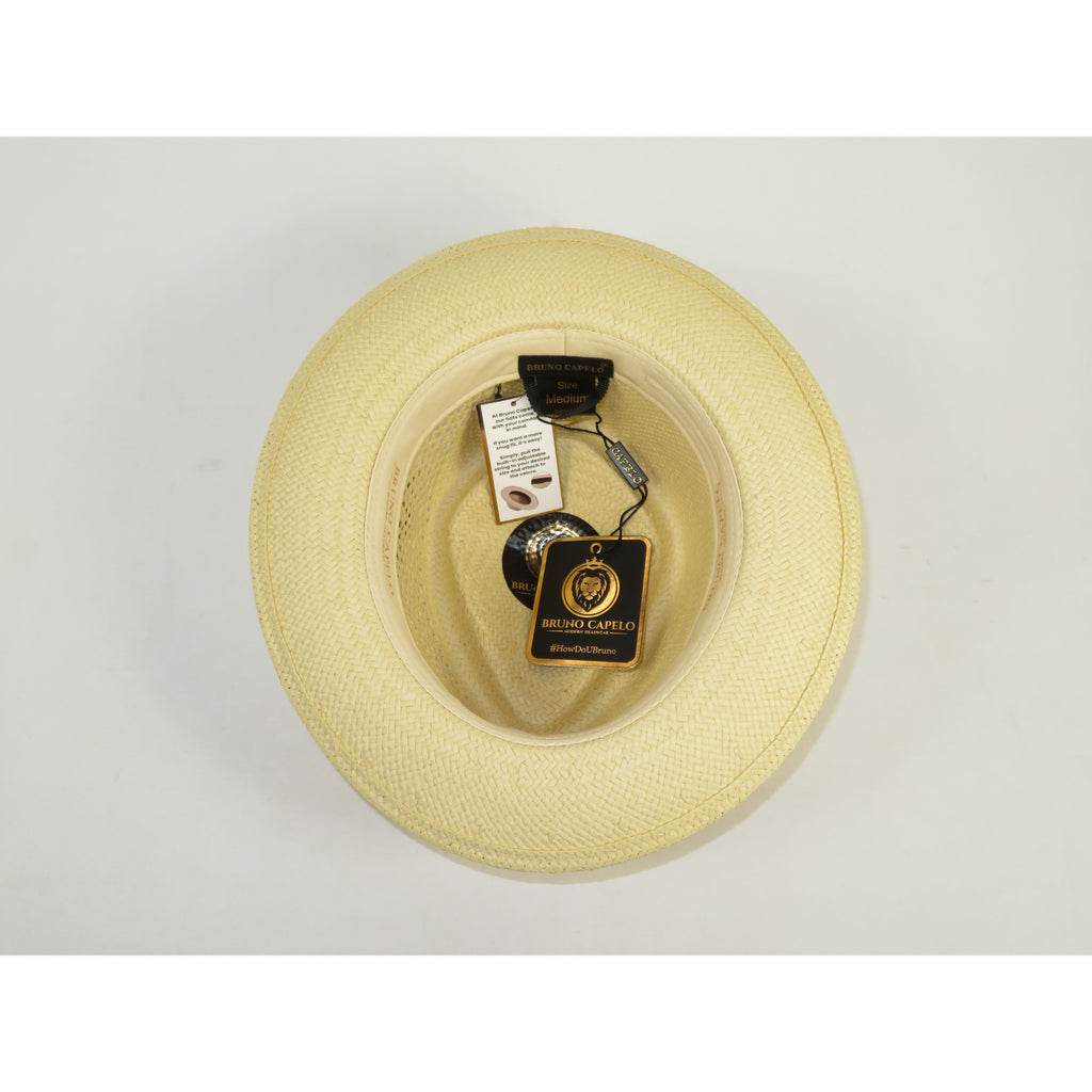 Men's Bruno Capelo Genuine Straw Hat Fedora Geneva Panama GA627 Natural