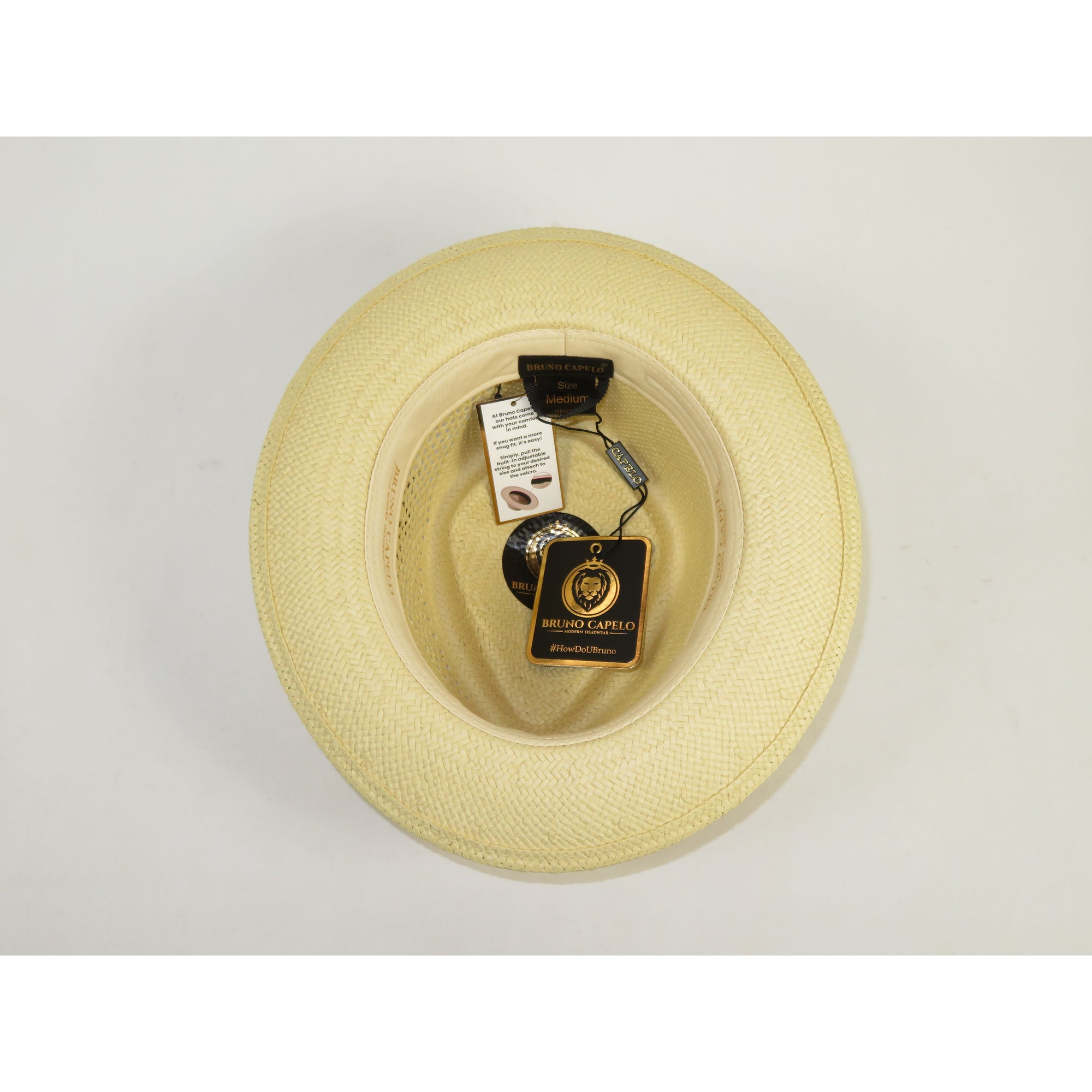 Men's Bruno Capelo Genuine Straw Hat Fedora Geneva Panama GA627 Natural