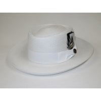 Men Bruno Capelo Braid Straw Style Spring Hat Wide Brim GAMBLER GAMS201 White