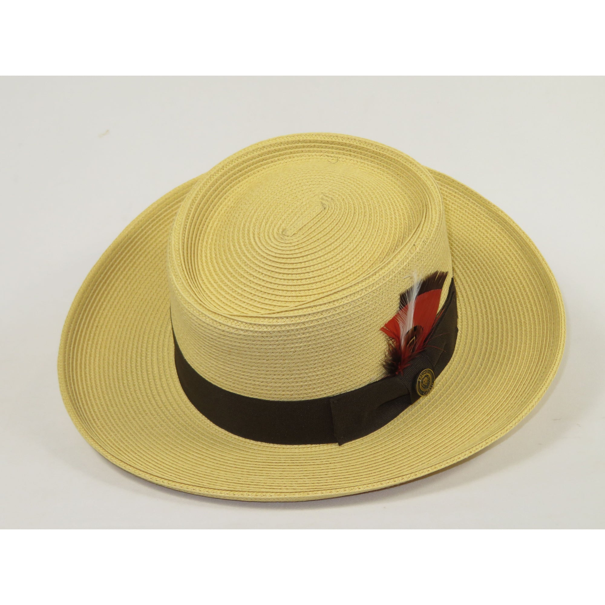 Men Bruno Capelo Braid Straw Hat Wide Brim GAMBLER GAMS202 Natural/Brown