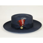Men Bruno Capelo Braid Straw Style Spring Hat Wide Brim GAMBLER GAMS203 Navy