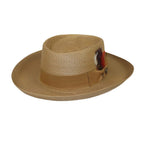 Men Bruno Capelo Braid Straw Style Spring Hat Wide Brim GAMBLER GAMS206 Tan