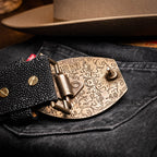 GEORGIA Genuine Stingray Skin Western Belt Black