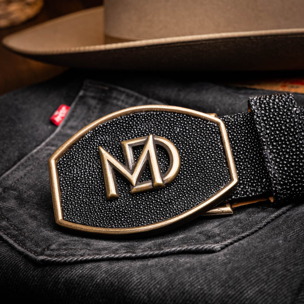 GEORGIA Genuine Stingray Skin Western Belt Black