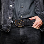 GEORGIA Genuine Stingray Skin Western Belt Black