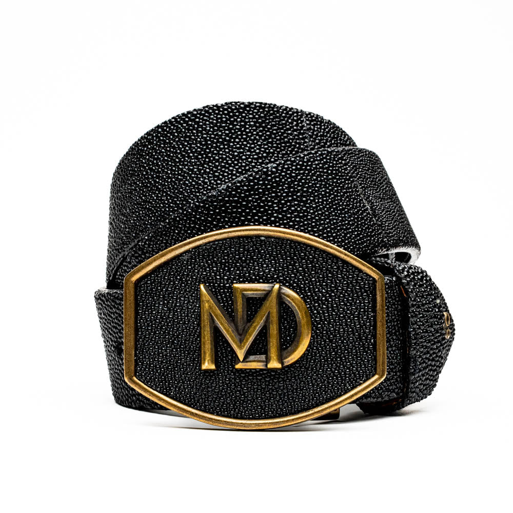GEORGIA Genuine Stingray Skin Western Belt Black