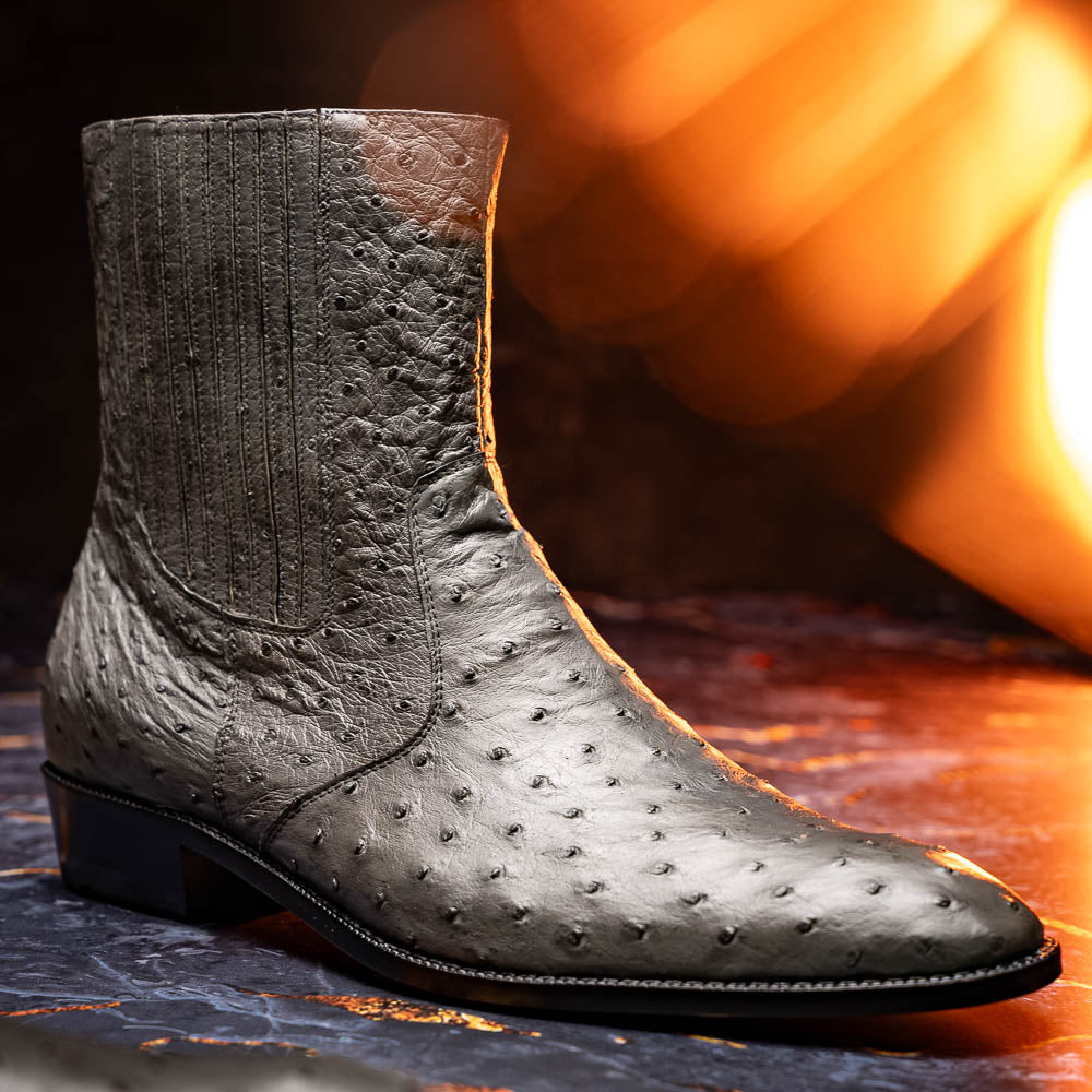 GIORGIO Genuine Ostrich Chelsea Boot Serpentine Gray