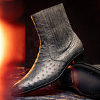 GIORGIO Genuine Ostrich Chelsea Boot Serpentine Gray