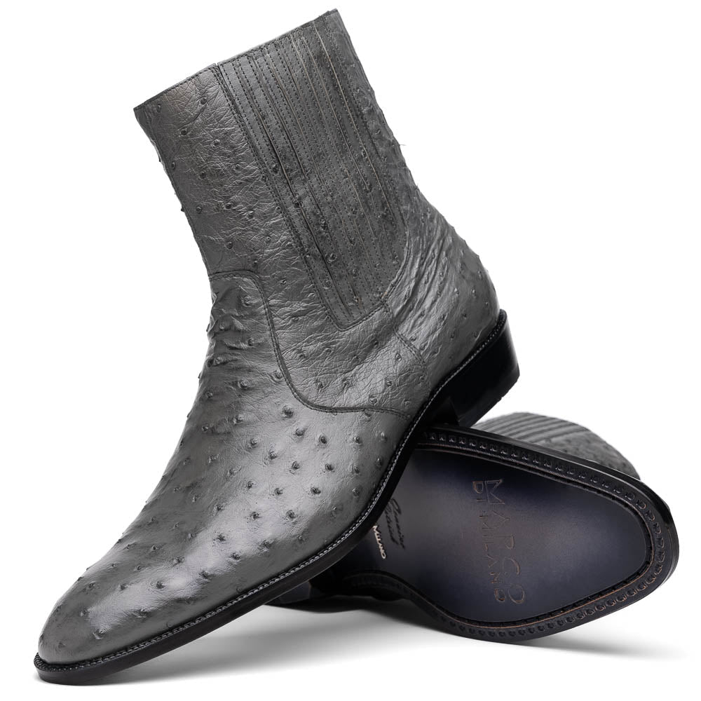 GIORGIO Genuine Ostrich Chelsea Boot Serpentine Gray