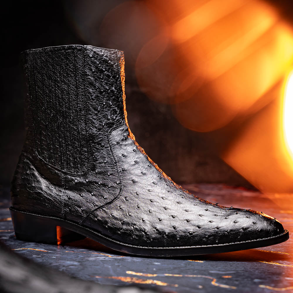 GIORGIO Genuine Ostrich Chelsea Boot Black