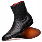 GIORGIO Genuine Ostrich Chelsea Boot Black