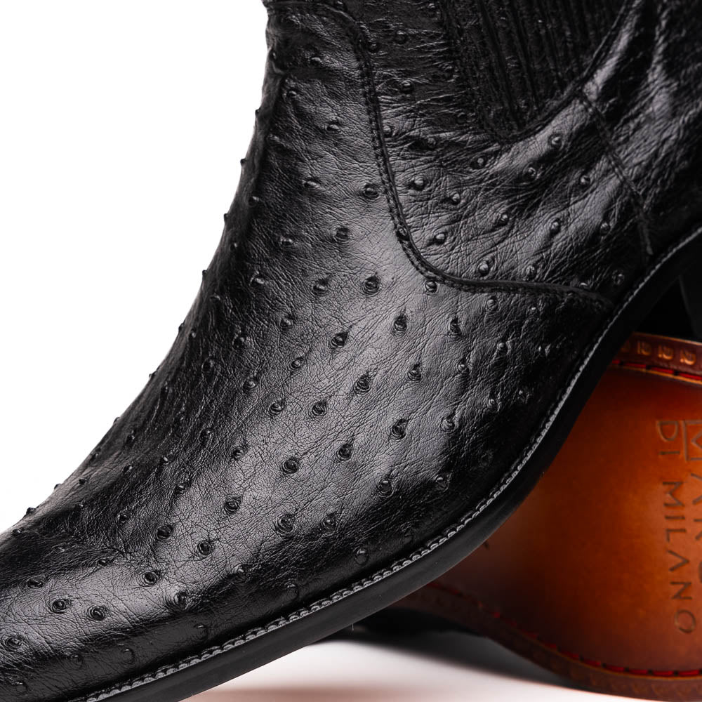 GIORGIO Genuine Ostrich Chelsea Boot Black