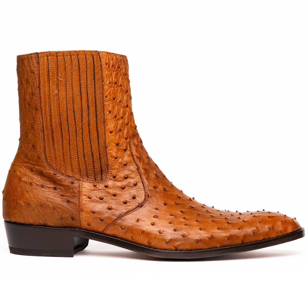 Men's Shoes Genuine full-quill ostrich leather GIORGIO Chelsea Boot Brandy