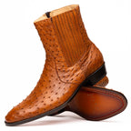Men's Shoes Genuine full-quill ostrich leather GIORGIO Chelsea Boot Brandy
