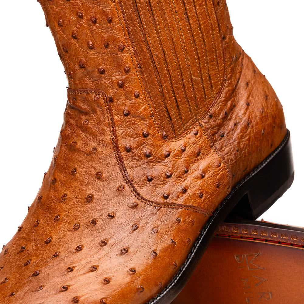 Men's Shoes Genuine full-quill ostrich leather GIORGIO Chelsea Boot Brandy