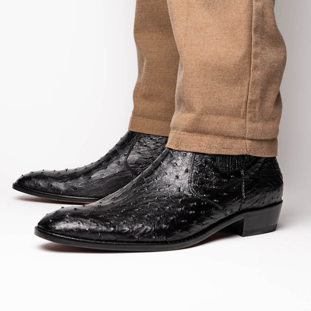GIORGIO Genuine Ostrich Chelsea Boot Black