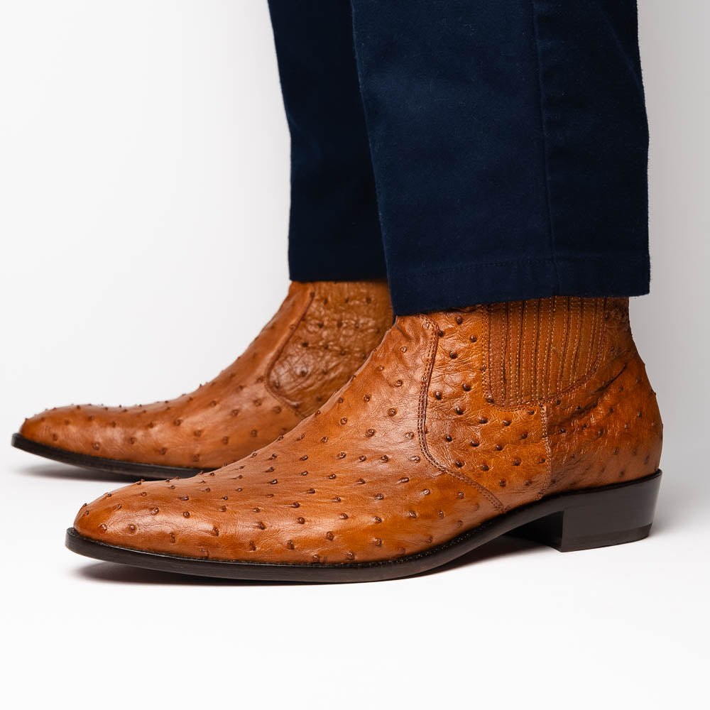 Men's Shoes Genuine full-quill ostrich leather GIORGIO Chelsea Boot Brandy