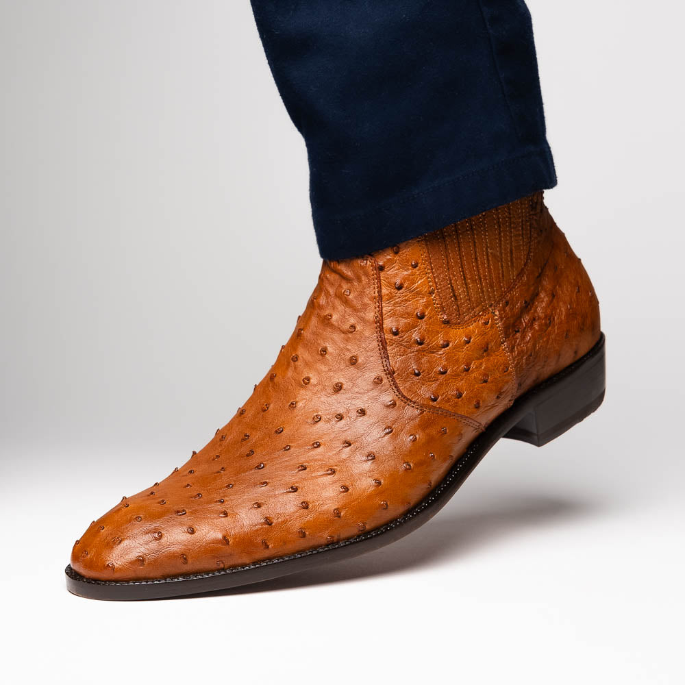 Men's Shoes Genuine full-quill ostrich leather GIORGIO Chelsea Boot Brandy