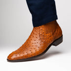 Men's Shoes Genuine full-quill ostrich leather GIORGIO Chelsea Boot Brandy