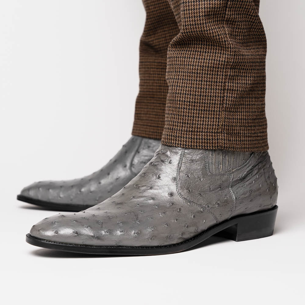 GIORGIO Genuine Ostrich Chelsea Boot Serpentine Gray