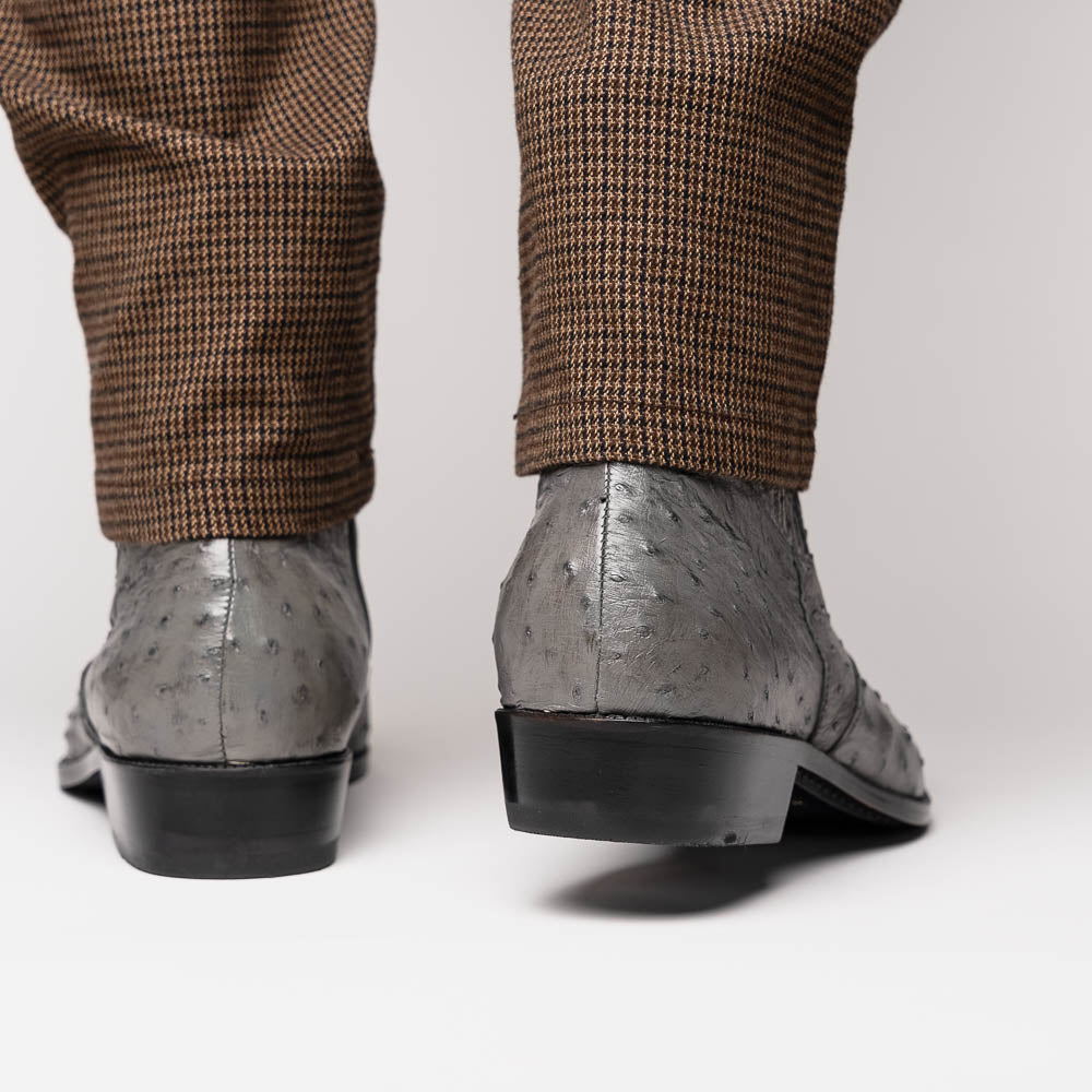 GIORGIO Genuine Ostrich Chelsea Boot Serpentine Gray