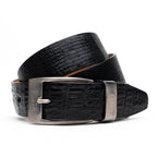 Giovanni Genuine Exotic Lizard Ring Ciman Belly Belt Black
