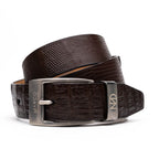 Giovanni Genuine Exotic Lizard Ring Caiman Belly Belt Brown