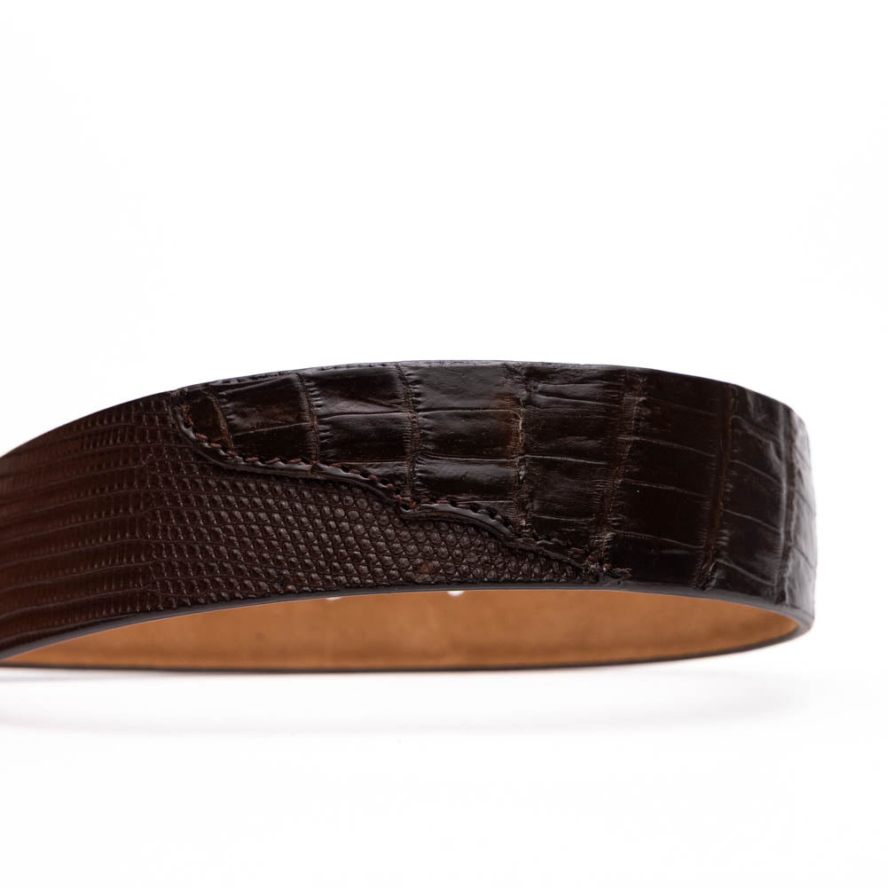 Giovanni Genuine Exotic Lizard Ring Caiman Belly Belt Brown